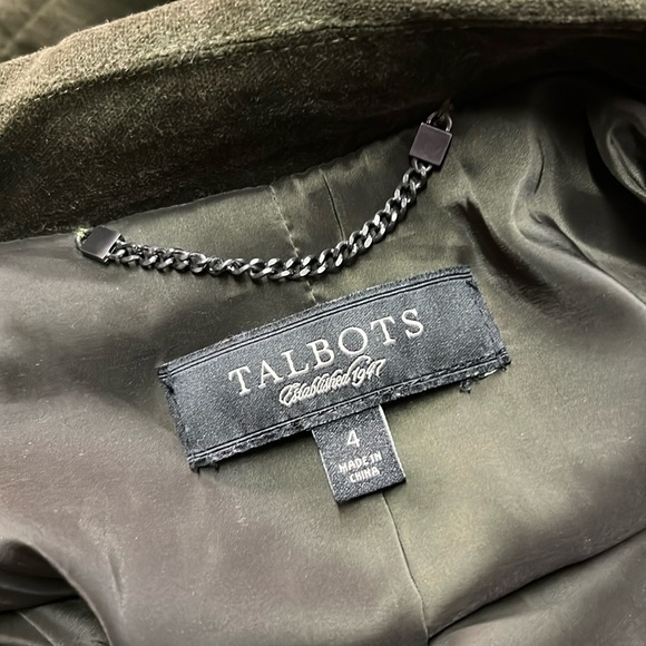 Talbots Dark Green Velvet Open Front Military Style Jacket - Picture 15 of 16